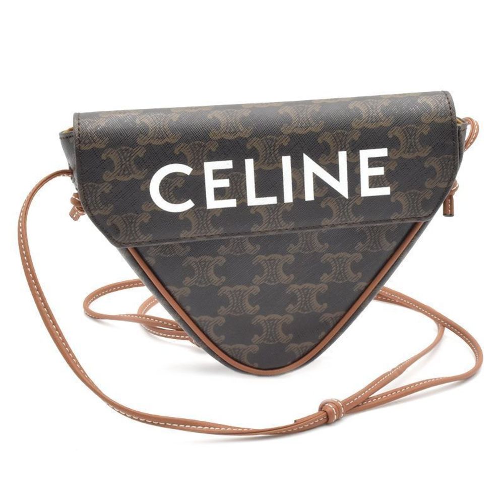 Celine Triangle Calfskin Triomphe Shoulder Bag Tan - image 1